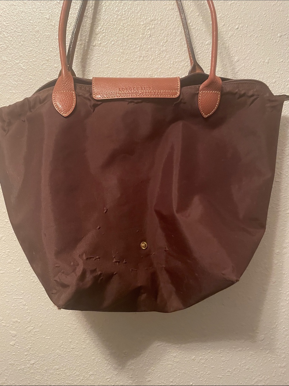 Longchamp Brown Nylon Tote with Tan Leather Trim - Picture 6 of 11